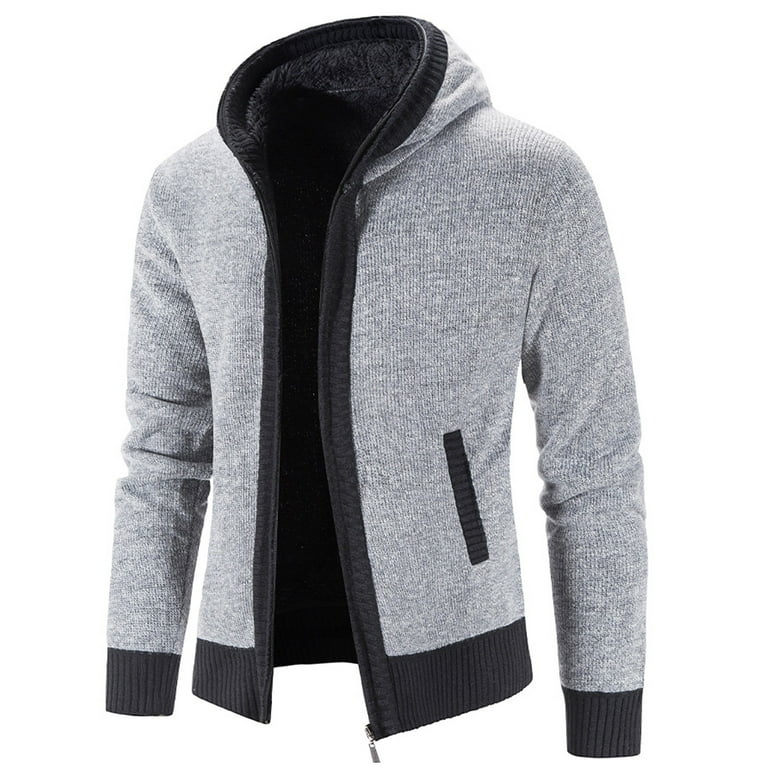 Mens grey deals hooded cardigan