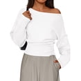 thumbnail image 1 of Suéter PRETTYGARDEN para Mujer, Hombros Descubiertos, Blanco, Talla M, 1 of 8