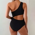 thumbnail image 4 of JIAHONG Maternity Swimsuit Cutout One Shoulder Bikini Set 2 Piece Bathing Suits with Adjustable Tie and High Waist Bottom, Black, 4 of 5
