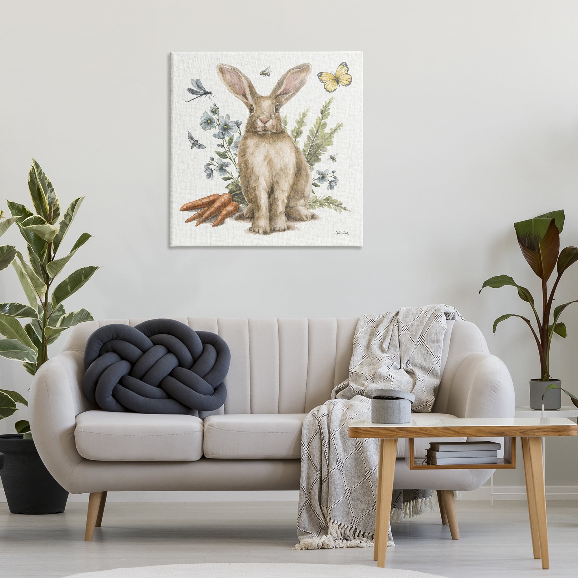 Stupell Industries Rabbit & Garden Patch Animals & Insects Painting Gallery Wrapped Canvas Art Print Wall Art, 30 x 30