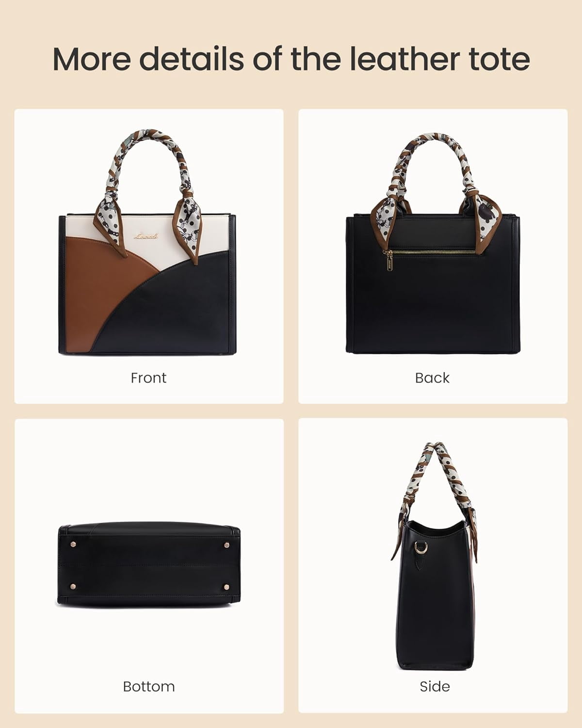 LOVEVOOK Medium Purses and Handbags for Women, Satchel Top Handle Bag with Strap, PU Leather Tote Shoulder Purse with Scarf