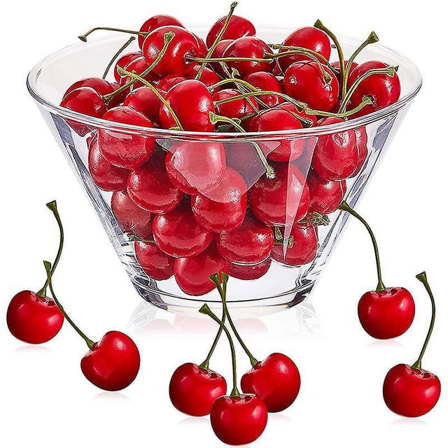 100 piezas de fruta de cereza artificial, fruta artificial para decoración, cereza de imitación de fruta de espuma, modelo de fruta de imitación de cerezas, fotografía fotográfica Pr