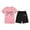 Pink, variant on Gyexs Little Girls Workout Clothes Size 7-8 Fashion Bowknot Prints Round Neck Short Sleeve Shirts Shorts 2 Piece Set Summer Outfits BU1 8-9 Years
