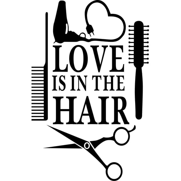 LKJYER Hair Design Salon Sticker Beauty Salon Decal Haircut Posters Vinyl Wall Art Decals Decor Windows Decoration Mural 35X60Cm Black