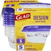 Glad Food Storage Containers - Designer Series Small Rectangle Container - 9 oz - 5 Containers