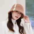 thumbnail image 3 of Guiexla Women Winter Bucket Hat Thick Color Matching Soft Sun UV Short Brim Windproof Cold Resistant Fisherman Hat Lady Fleece Cap Outdoor Headwear, 3 of 8