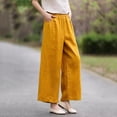 thumbnail image 5 of Favoffer Women's Plus Size Straight Leg Pants Solid Color Thin Elastic High Waist Pocket Casual Ankle Trousers Relaxed Daily Bottom for All Day Wear, 5 of 6