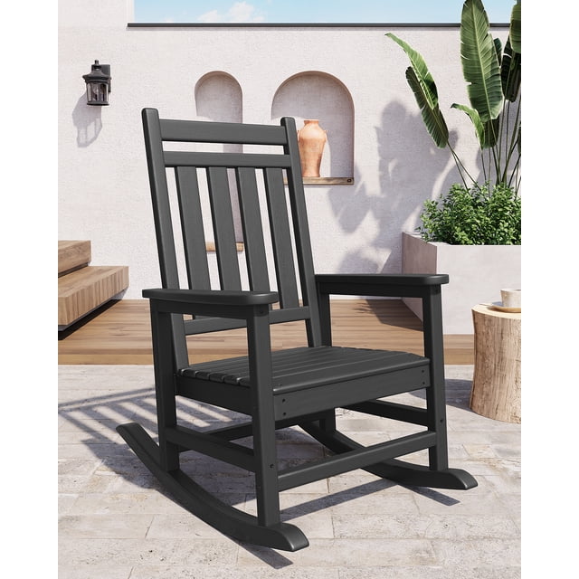Gaderth Adirondack Rocking Chair,All Weather Plastic Adirondack Rocker,Outdoor Rocking Chair,Patio Chair Lawn Chair With High Back For Garden Backyard Balcony Porch,1PCS