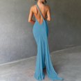 thumbnail image 6 of Ynynloco Wedding Guest Dresses for Women One Shoulder Sleeveless Corset Pleated Backless Maxi Dress for Elegant Party Cocktail, 6 of 7