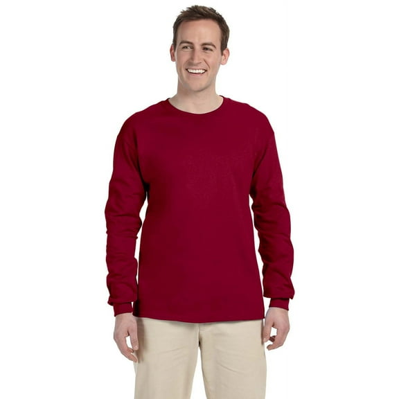 The Gildan Adult Ultra Cotton 6 oz Long Sleeve T-Shirt - CARDINAL RED - XL