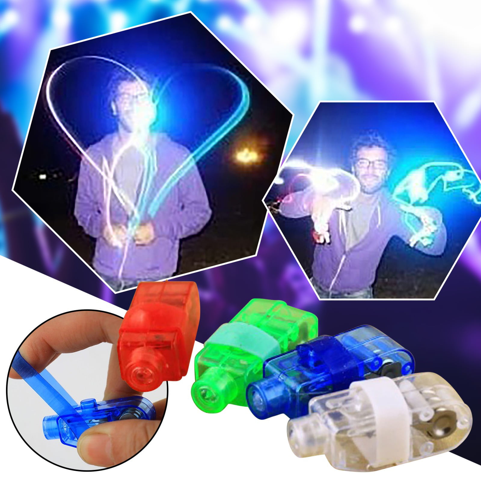 10Pcs LED Finger Lights Finger Ring Glow Stick for Kids Adults Bright Party