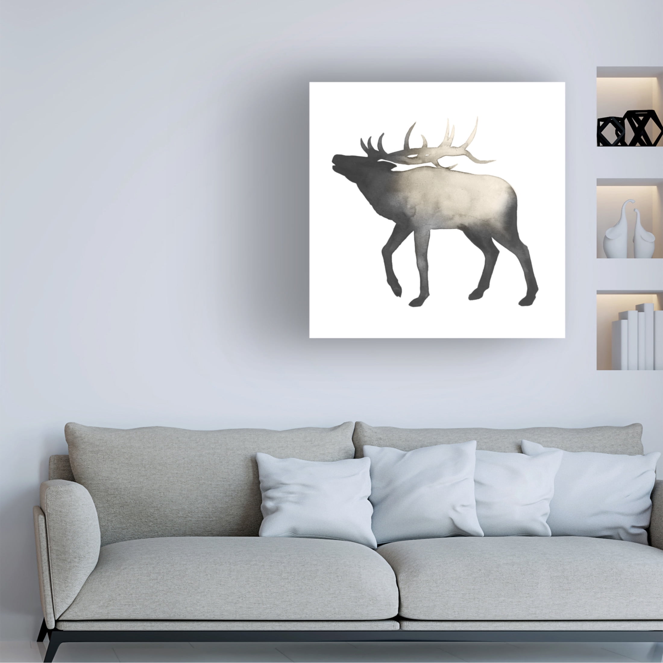 Canvas Wall Art - Grace Popp 'Sepia Animal Silhouette VI' Wall Art for Living Room, Bedroom, or Office Décor by Trademark Fine Art - 14 x 14 Inches