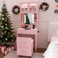 thumbnail image 5 of Ktaxon Makeup Vanity Table for Small Spaces, Vanity Table Set with Charging Station and Sliding Mirror, Bedroom Makeup Table, Pink, 5 of 11