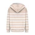thumbnail image 5 of Charmgo Hoodies for Women, Women Fashion Autumn and Winter Warm Striped Jacket with Pocket Casual Long Sleeve Hooded Jacket Ladies Hooded Sweatshirt Zip Up Hoodie, Fall Clothes for Women 2024 Beige L, 5 of 5