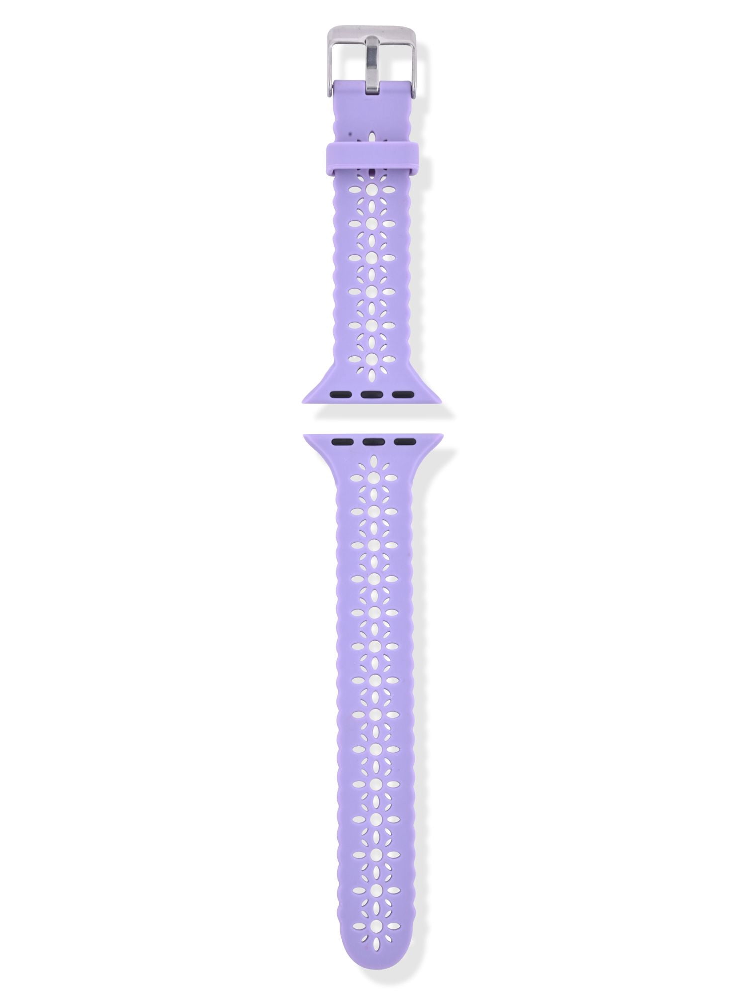 Adult Ladies Lavendar Floral Perforated Silicone Replacement Strap. 38-41MM