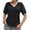 Black, variant on Summer Short Sleeve Women V Neck Solid Puff Sleeve T Shirt