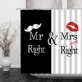 thumbnail image 2 of Valentine''s Day Shower Curtain Mr Mrs Black White Creative Love Man Mustache Woman Lip Romance Funny Quote for Lover Bathroom Decor Fabric Curtain with Hooks, 2 of 4