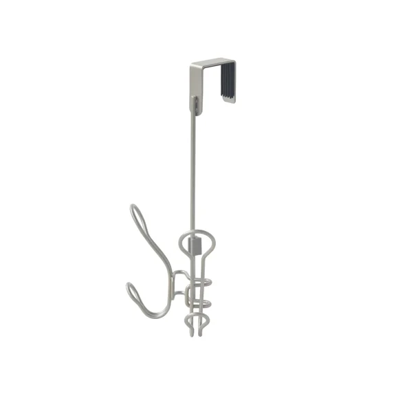 Metal Double Over The Door Towel Hook, Satin Nickel