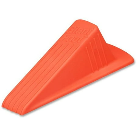 Master Caster Giant Foot Doorstop, No-Slip Rubber Wedge, 3.5w x 6.75d x 2h, Safety Orange -MAS00965