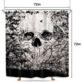 thumbnail image 5 of Skull Shower Curtain 72Wx72L Inch Black Scary Tree Gothic Skeleton Bone Spooky Cool Horror Unique Sketch 12 Pack Hooks Polyester Waterproof Fabric Bathroom Bathtub Panels, 5 of 6
