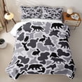 thumbnail image 2 of Manfei Retro Camo Twin Quilt Set,Lovely Bear Twin Coverlet Set,White Black,2-Piece, 2 of 7