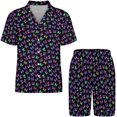 thumbnail image 2 of PRIYAL Men's Short Sleeve Pajama Sets Button Down Collar Sleepwear Soft Lounge Pjs Set Lightweight Men's Outfits, 2 of 9