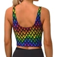 thumbnail image 4 of Goofa Dragon Scales Printed Sports Bras for Women, High Impact Running Bra Workout Crop Tank Tops Longline Sports Bra Push up-Small, 4 of 9