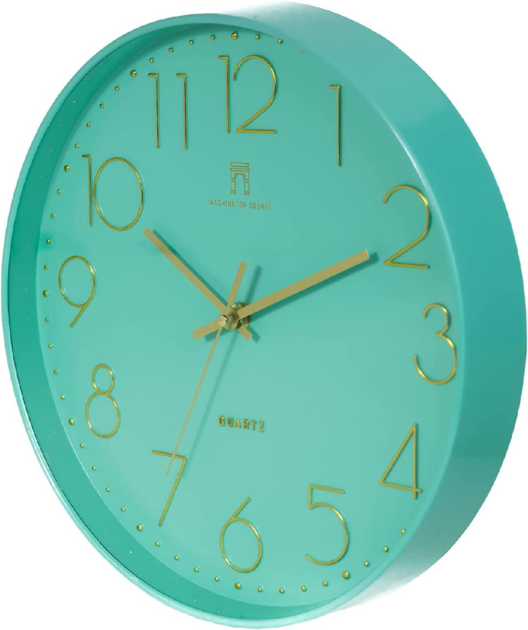 Wall Clock 12Inch Battery Operated No Tick Clock Mint Green with