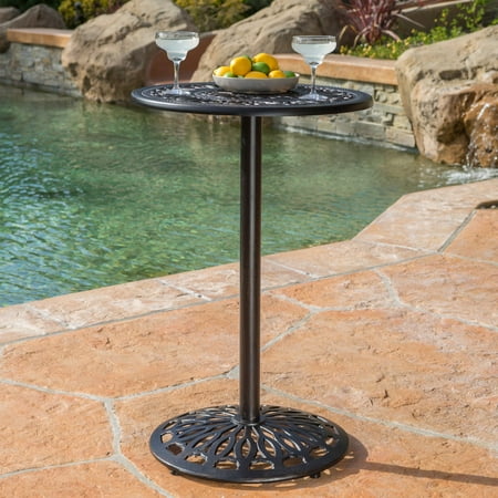 Waterbury Cast Aluminum Round Bar Table: Pub Height, Patio-Ready, Rust-Resistant - Christopher Knight Home