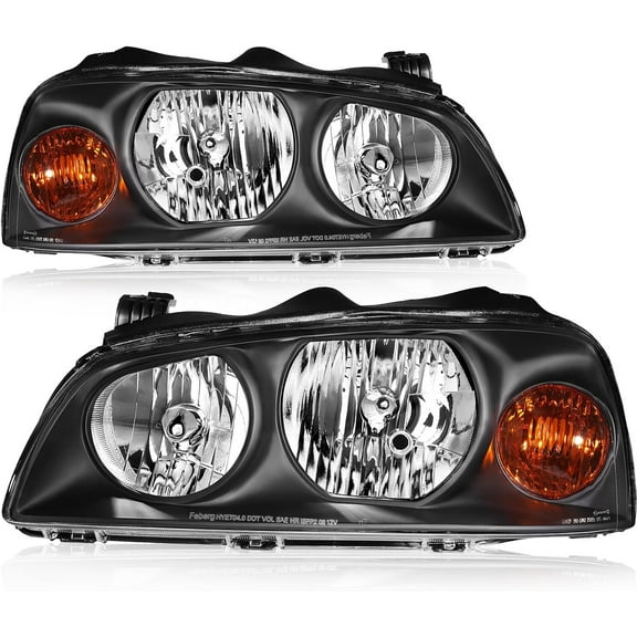 SCITOO Headlight Assembly For Hyundai Elantra 2004-2006 Black Housing Amber Reflector Clear Lens Driver and Passenger Side Headlamp
