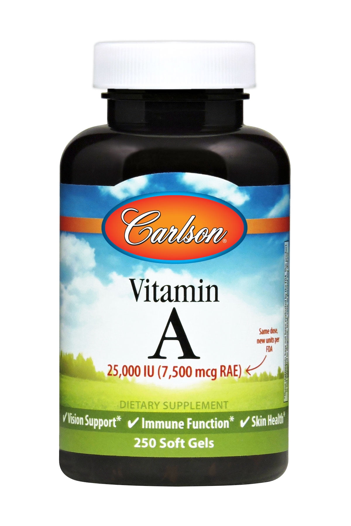 Carlson Labs Vitamin A Natural Softgels, 25,000 IU, 250 Ct