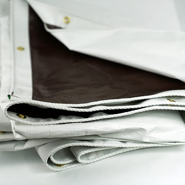 HydraTarp 16 X 20 Super Heavy Duty Waterproof Tarp, 16mil, White/Brown