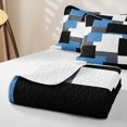 thumbnail image 4 of Castle Fairy Minimalist Offset Rectangle Block Quilt Full 3-Piece,Abstract Mosaic Full Bedspread Sets,Sky Gray Black,1 Coverlet and 2 Pillowcases, 4 of 7
