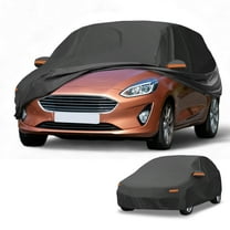 Unique Bargains Car Cover Waterproof All Weather Automotive Outdoor Anti-UV Full Exterior Cover for Ford Fiesta Hatchback 190T-PU Black with Reflective Strips