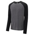 thumbnail image 1 of Gravity Threads Long Sleeve Tri-Blend Wicking Raglan Tee - Black/Dark Grey - 4XL, 1 of 1