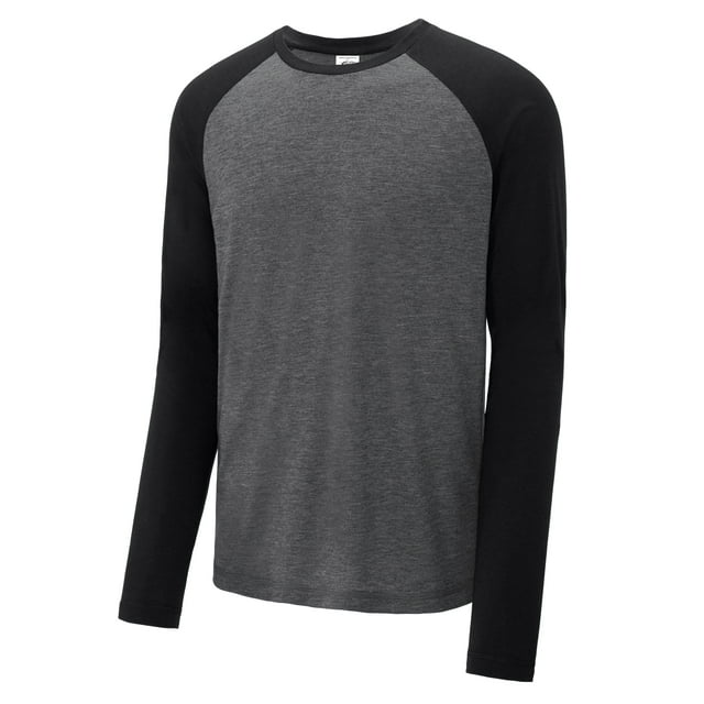 Gravity Threads Long Sleeve Tri-Blend Wicking Raglan Tee - Black/Dark Grey - 2XL