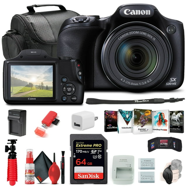 Canon PowerShot SX530 HS Appareil Photo Numérique (9779B001) + Carte 64 Go + Plus