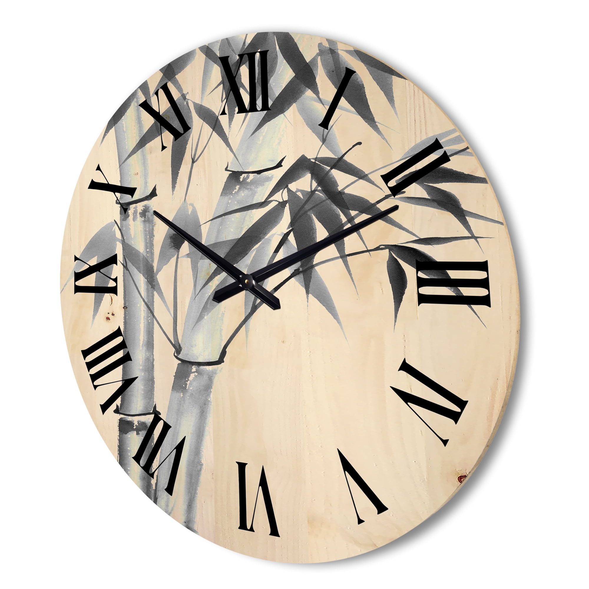Designart 'Vintage Black and White Bamboo' Traditional Wood Wall Clock
