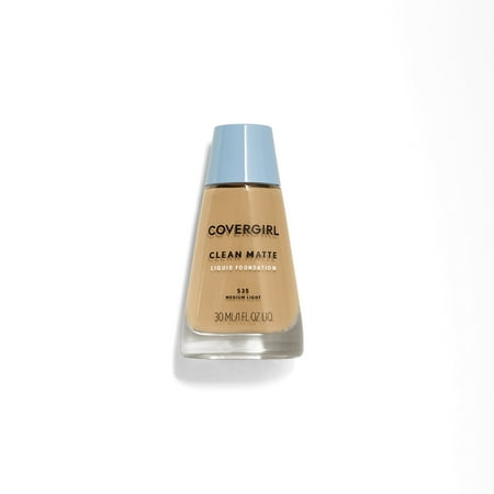 COVERGIRL Clean Matte Liquid Foundation, 535 Medium (Best Light To Medium Coverage Foundation For Combination Skin)