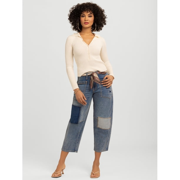 Jessica Simpson Women's and Women's Plus Cherry Cropped Patchwork
