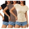 thumbnail image 3 of Tops Zeagoo, camiseta de verano con manga corta para mujer, holgada, paquete de 3, 3 of 6
