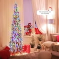 thumbnail image 4 of Topbuy 6FT Pre-lit Artificial Christmas Tree Snow-flocked Xmas Pencil Tree with 407 Branch Tips 250 LED Lights 2 Lighting Colors, 4 of 9