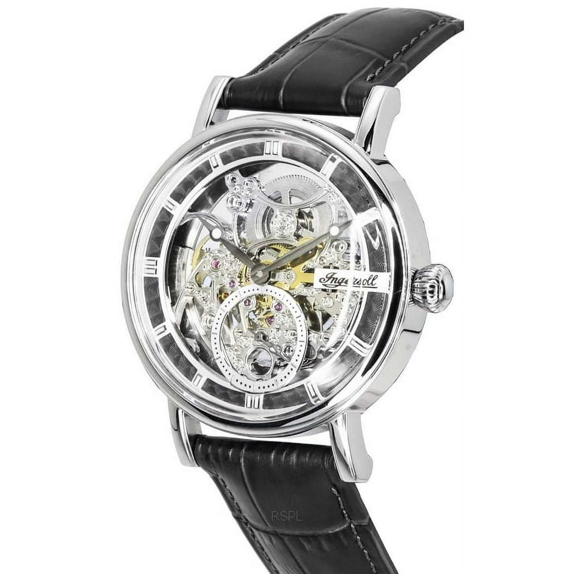 Ingersoll The Herald Leather Strap Silver Skeleton Dial Automatic I00402B Men s Watch Walmart