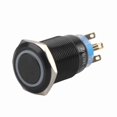 thumbnail image 1 of Interruptor De Botón Impermeable Negro Autoblocante LED De 12-24V 19 Mm Con Terminales De Cobre, Duradero E Impermeable, 1 of 7