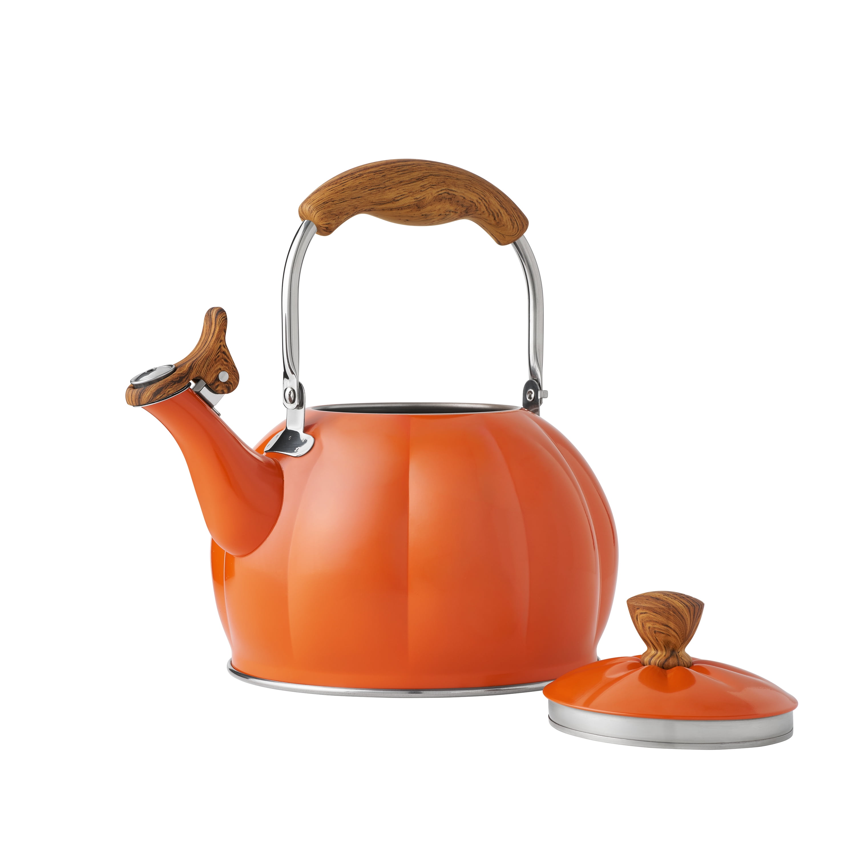 The Pioneer Woman Orange Pumpkin Whistling Tea Kettle with Lid - Hand Wash Only
