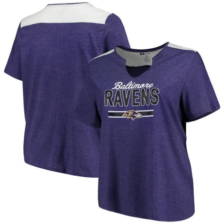 Baltimore Ravens Majestic Women's Notch Neck Plus Size T-Shirt - Heathered