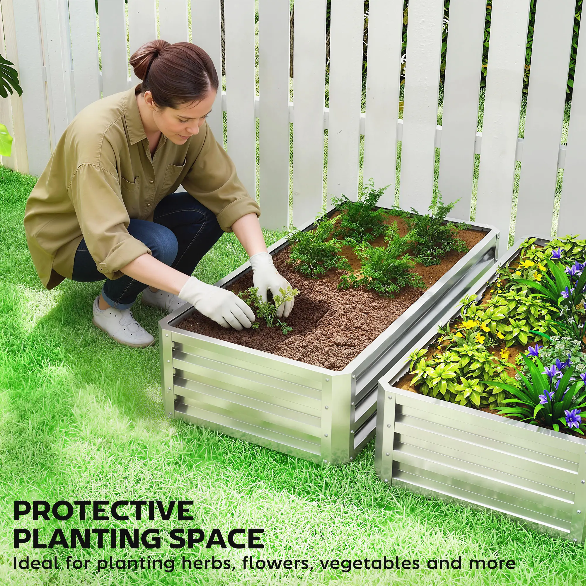 Raised Garden Bed with PE Greenhouse