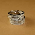 thumbnail image 4 of Sparkle Jewels Round Cubic Zirconia Men & Women Couple Wedding Trio Ring Set 14K White Gold Finish, 4 of 4