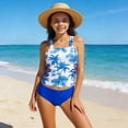 thumbnail image 2 of Eltusu Girls Tankini Swimsuit, 2 Pieces Holiday Elastic Waist Sleeveless Tops with Shorts Blue Size 8T, 2 of 5