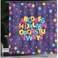 thumbnail image 3 of Ambesonne ABC Shower Curtain, Realistic Alphabet Letters Dots, 69"Wx84"L, Marigold Sky Blue and Pink, 3 of 4